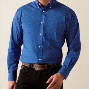 292 Ariat Shirt Mens Button Down Long Sleeve Blue Floral Geometric Western sz 3x